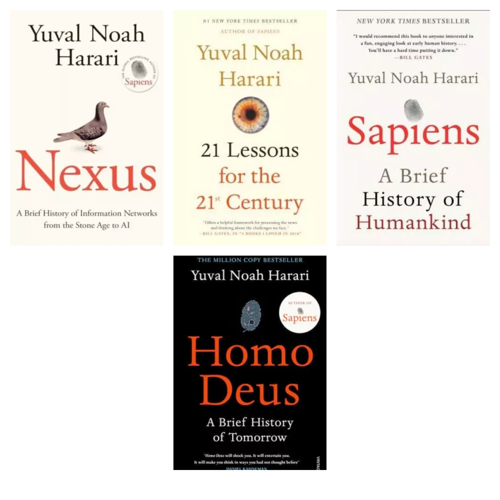 Nexus and 21 Lesson with Sapiens and Homo Deus 4 Books Set By Yuval Noah Harari