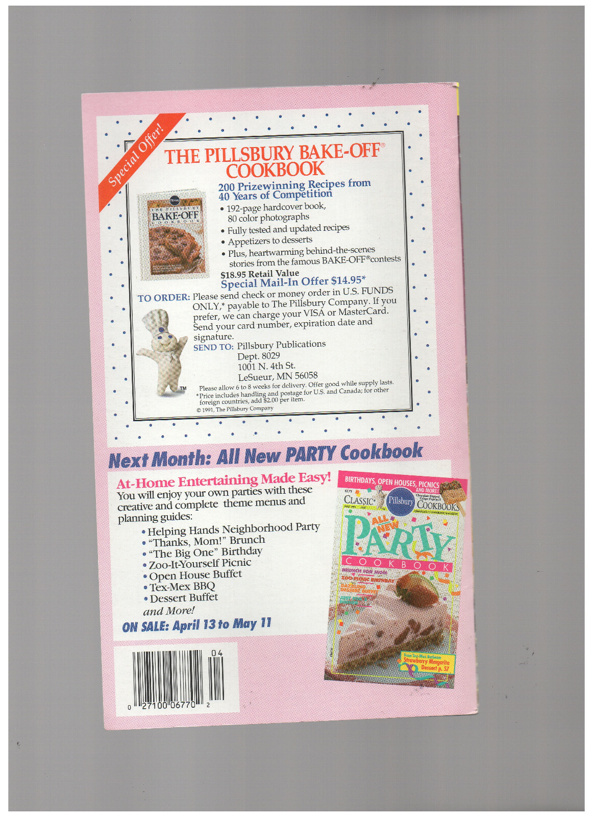 PILLSBURY-BAKE-OFF PIES & DESSERTS APRIL 1993 #146 Paperback 92 PAGES