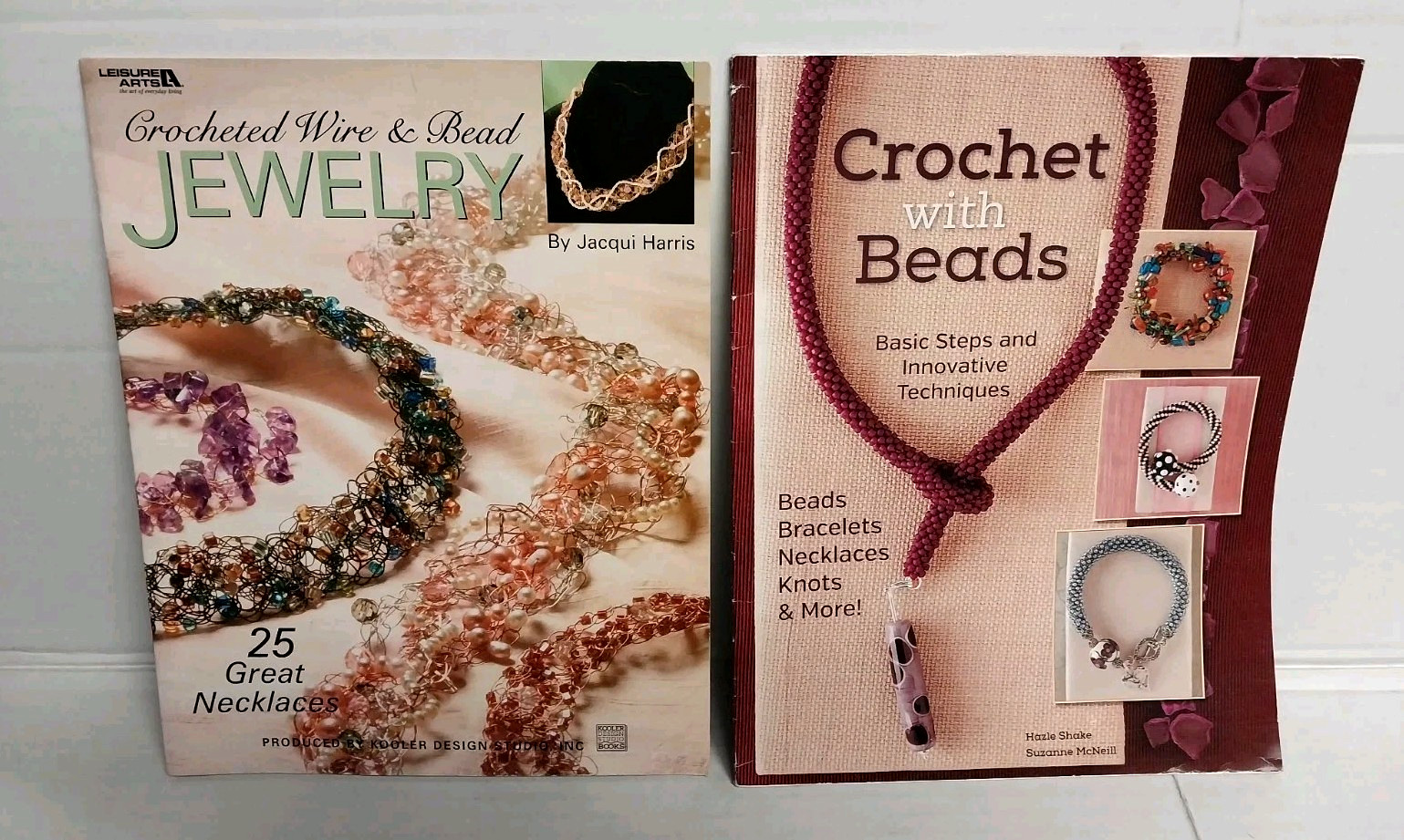 Lot 2 Bead Crochet books Crocheted Wire & Beads Jewelry 38 necklaces patterns ++