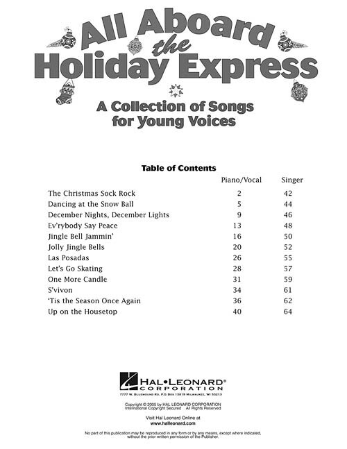 All Aboard the Holiday Express A Collection of Songs for Young Vo