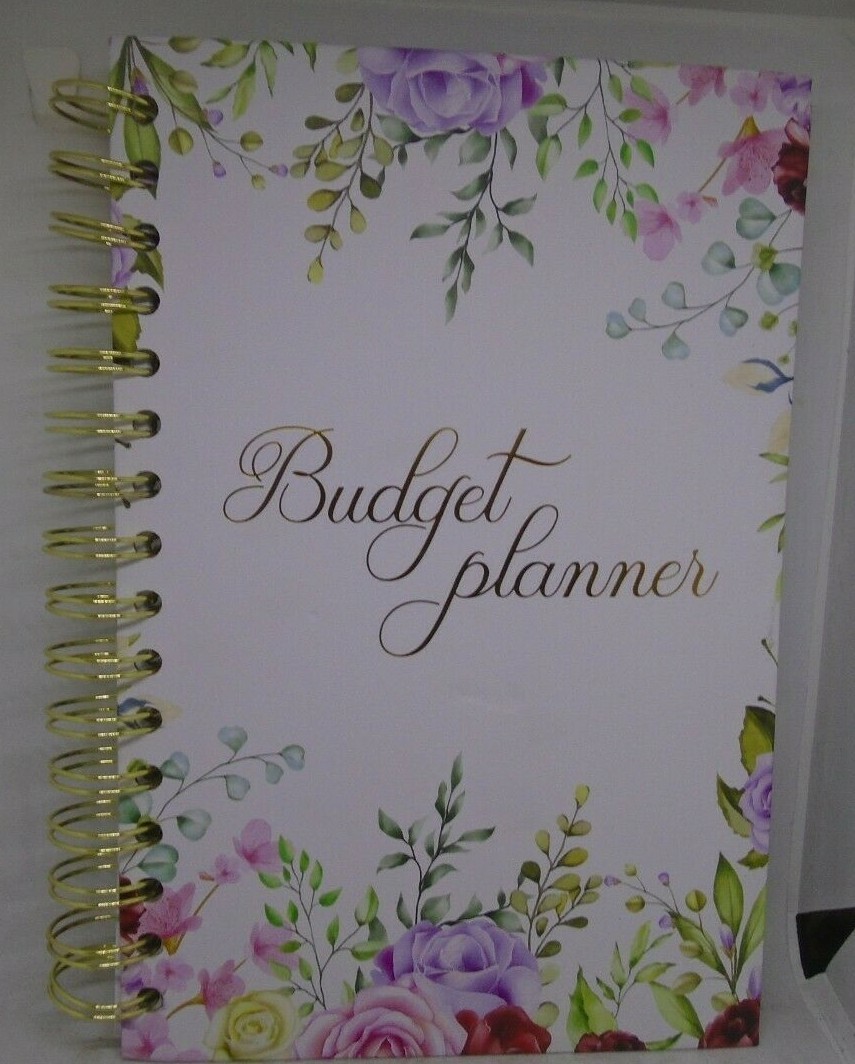 Budget Planner Undated 5.75”x 8.75” Floral Cover Spiral w/stickers + 3 envelope