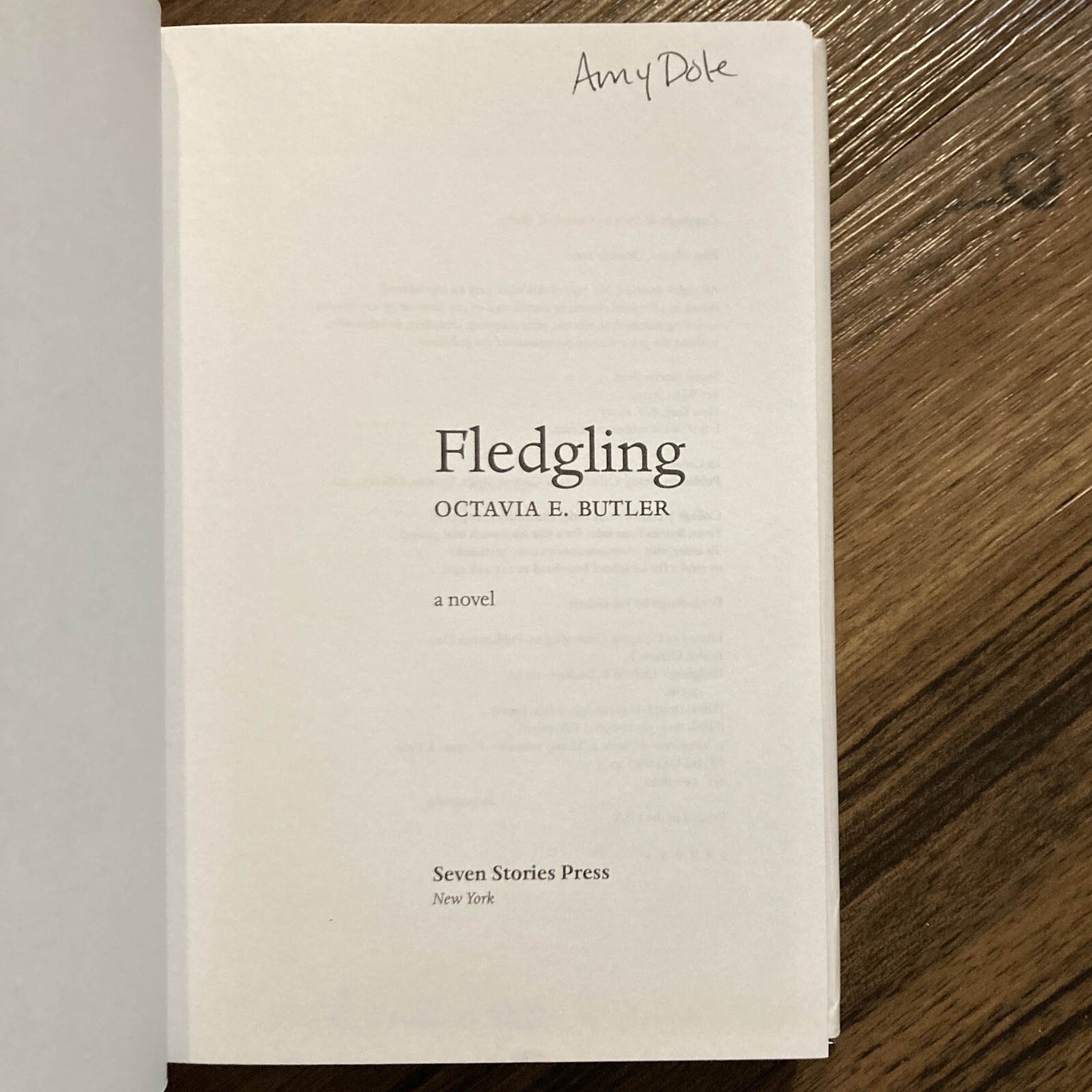 Fledgling – Octavia E. Butler (1st edition early print) Seven Stories Press 2005