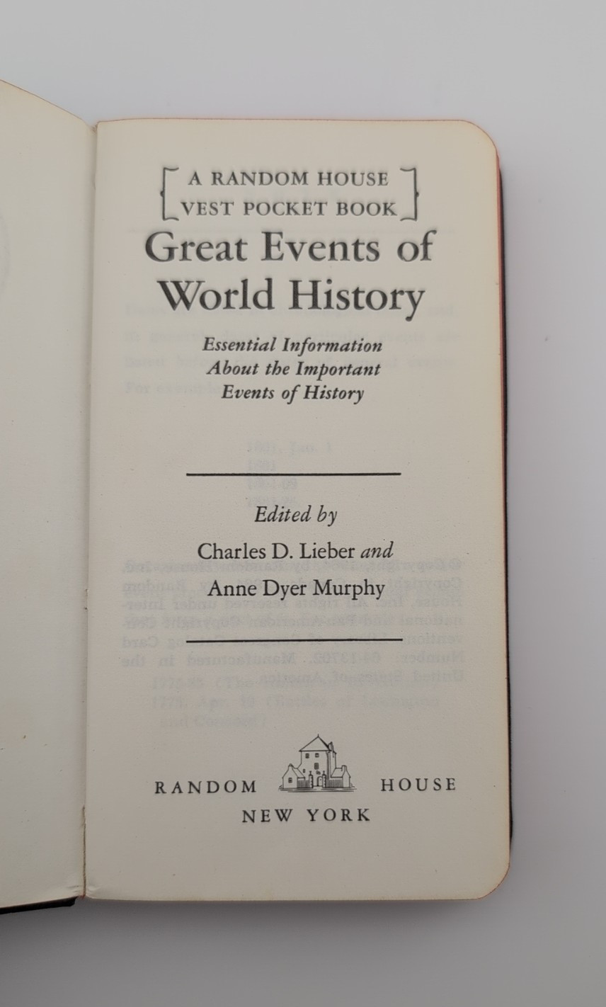 Random House “GREAT EVENTS OF WORLD HISTORY” Pocket Book, 1964