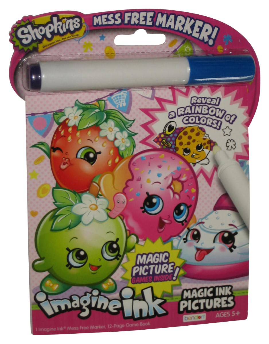 Shopkins Imagine Ink Magic Pictures Bendon Book w/ Mess Marker