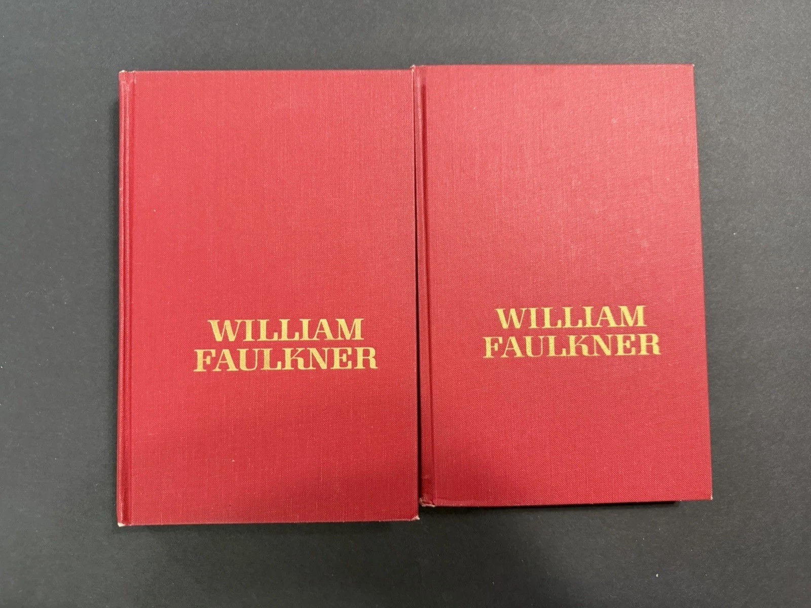 Vintage William Faulkner Book Set of 2 Hardcovers Random House Red Boards 1950s