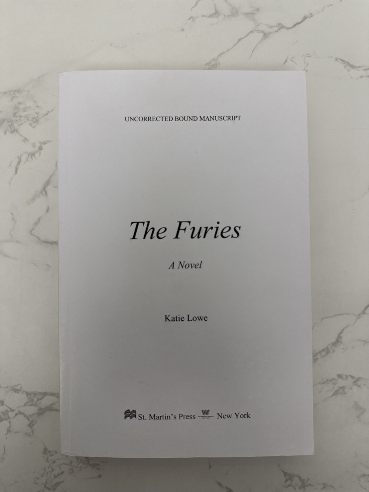 The Furies By Katie Lowe-2019 Uncorrected Bound Manuscript