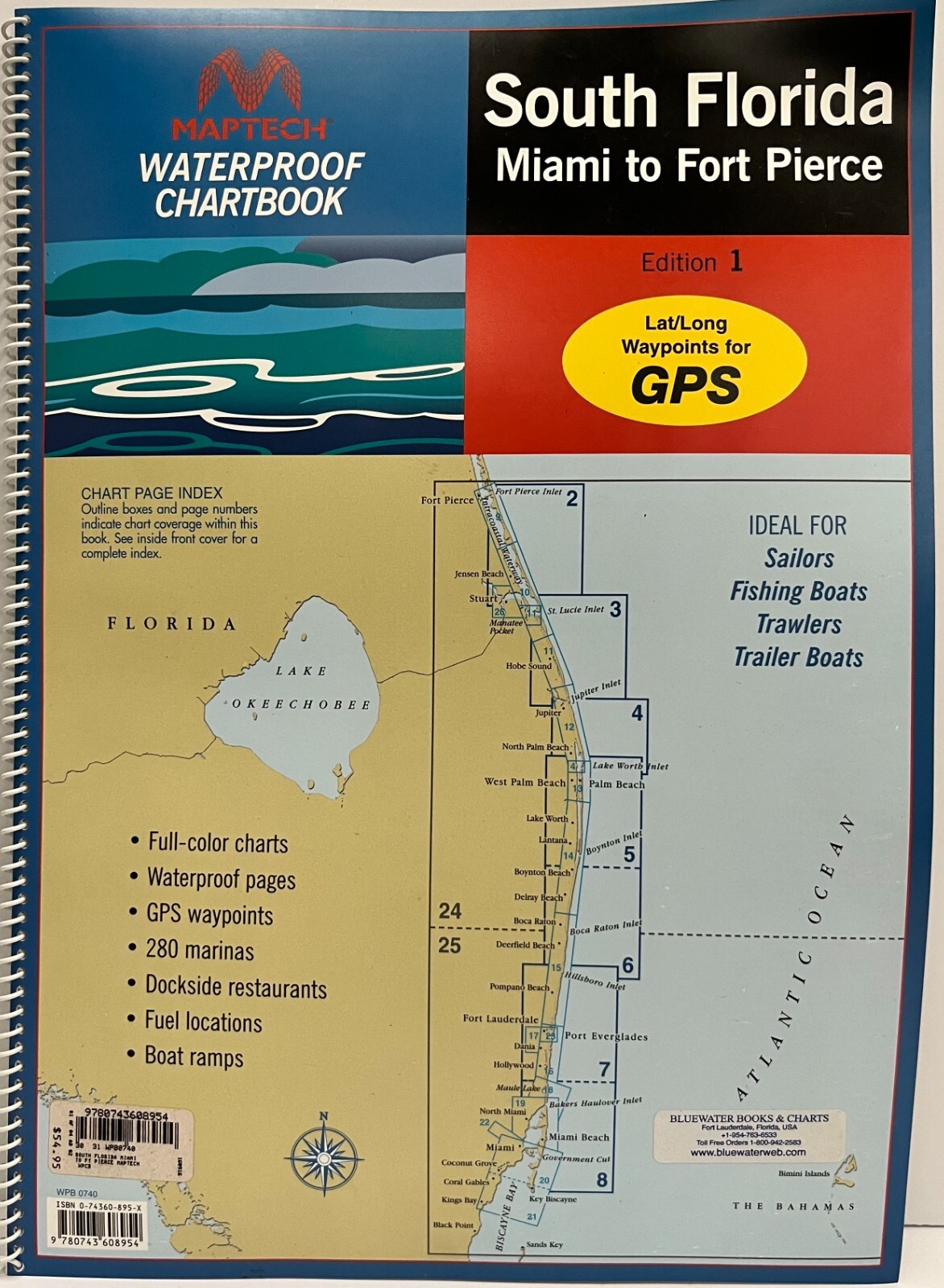 MAPTECH® Waterproof Chartbook South Florida Miami to Fort Pierce Edition 1