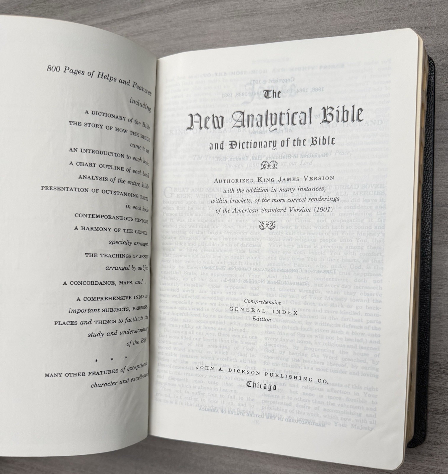 Unmarked 1971 KJV Dickson New Analytical Indexed Bible; Black Leather Thumb Tabs
