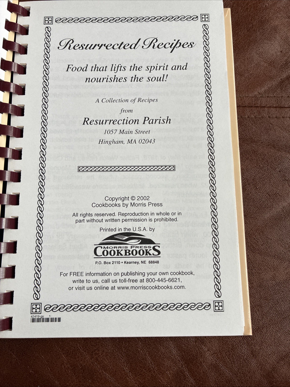 Resurected Recipes Parish HINGHAM MA Morris Press Cookbook 2002