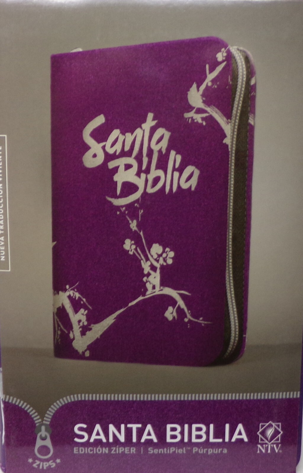 Biblia NTV, Nueva Trad. Viviente Letra 7 Ptos Con Cierre Color Púrpura *SKU5-3*
