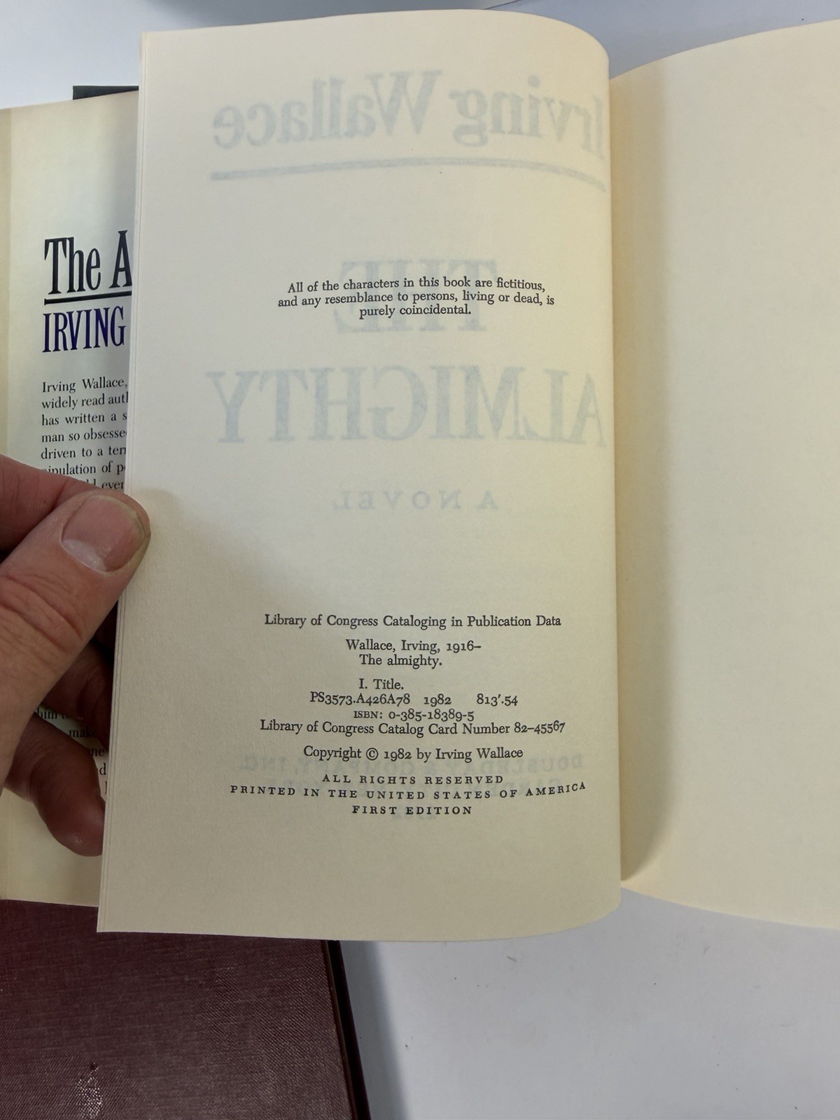 The Almighty Irving Wallace 1982 First Edition HC Doubleday Novel Thriller