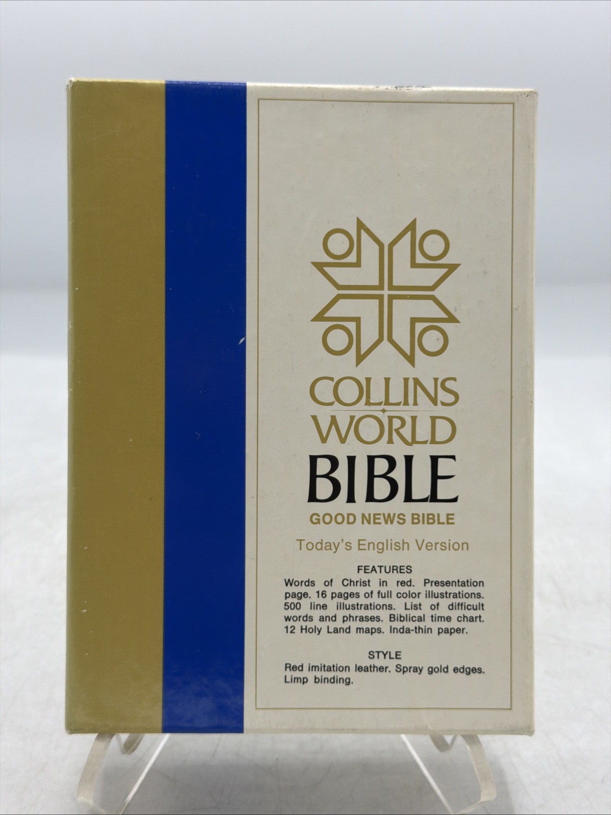 COLLINS WORLD BIBLE New English VERSION 1976 Red LEATHER With Box