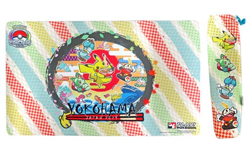 Pokemon Card Game Rubber Playmat & Bag Pikachu Nyaoha Hogator Quaxly 2023 Worlds