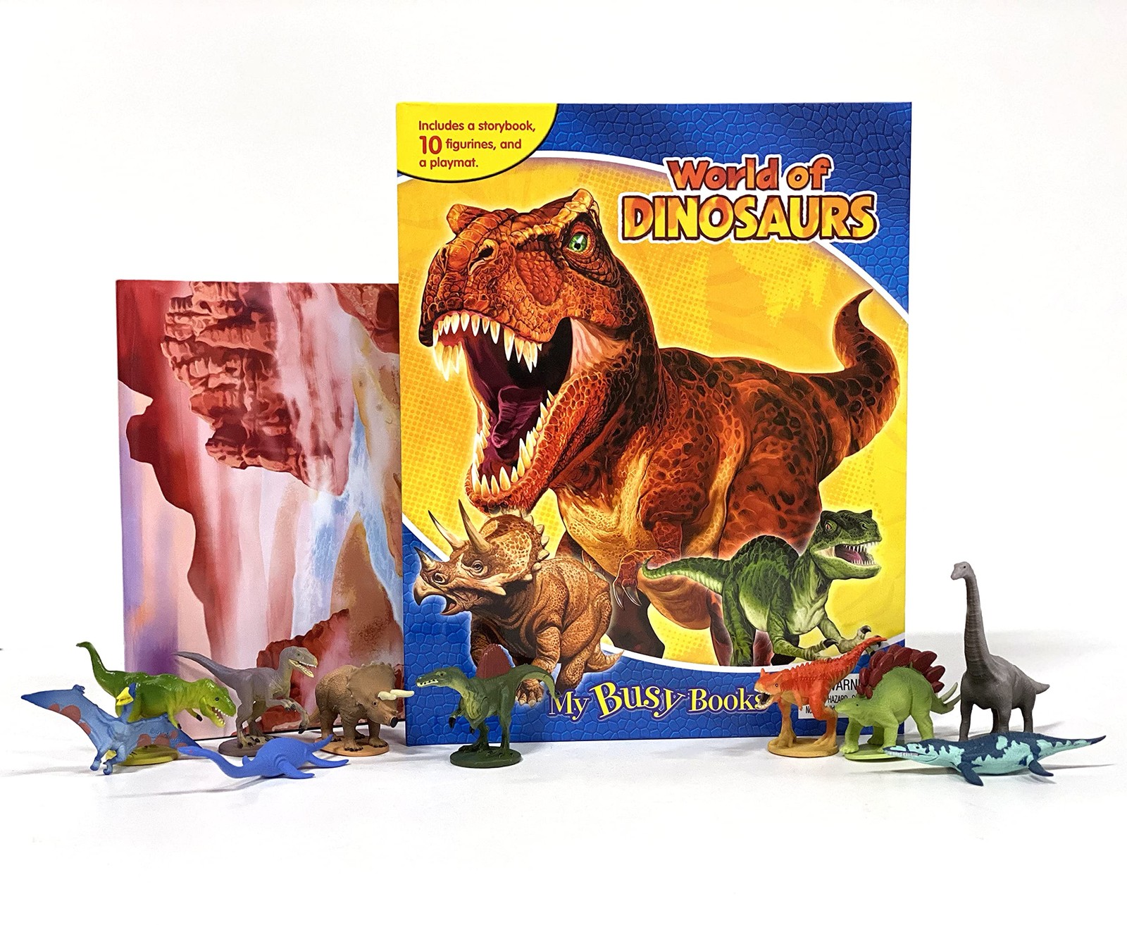 Phidal World of Dinosaurs My Busy Books – Storybook, 10 figurines, playmat