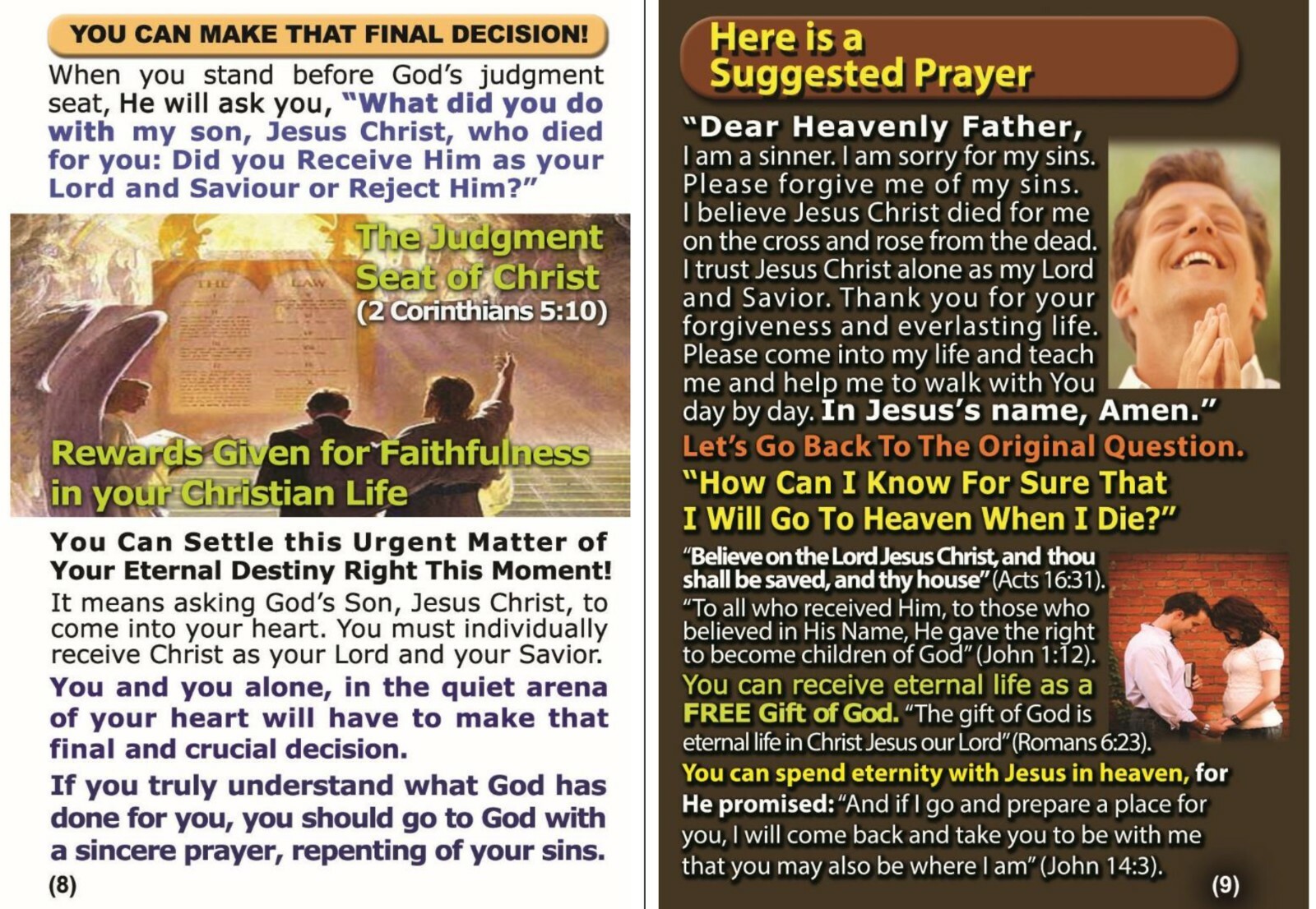 Bible Gospel Tracts on The Rapture?” PK of 32 units in 2 Covers, 16 Pgs Each