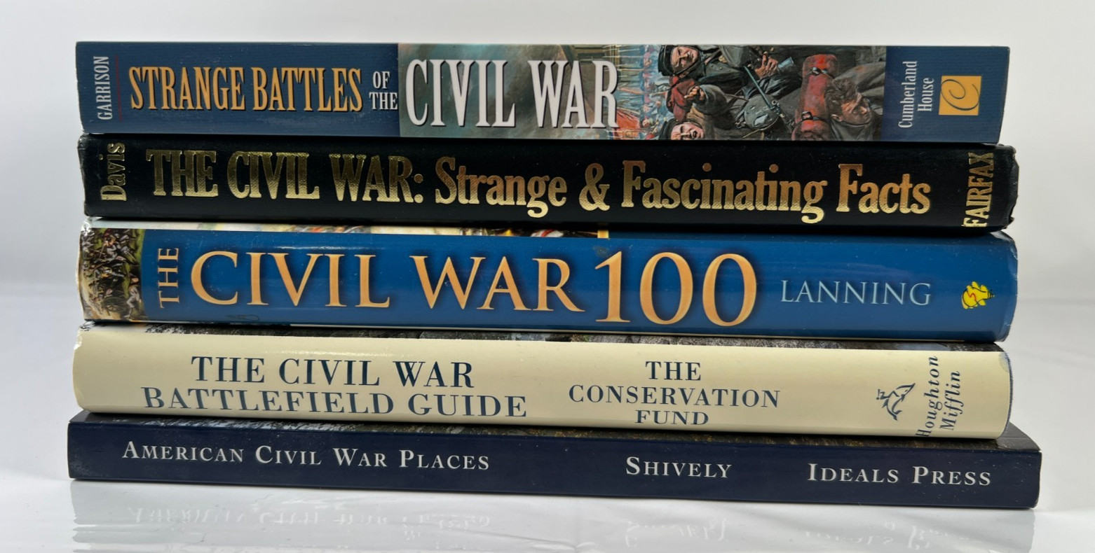 Lot of 5 Civil War Themed Books, Battlefield Guide, Civil War Places, Facts..