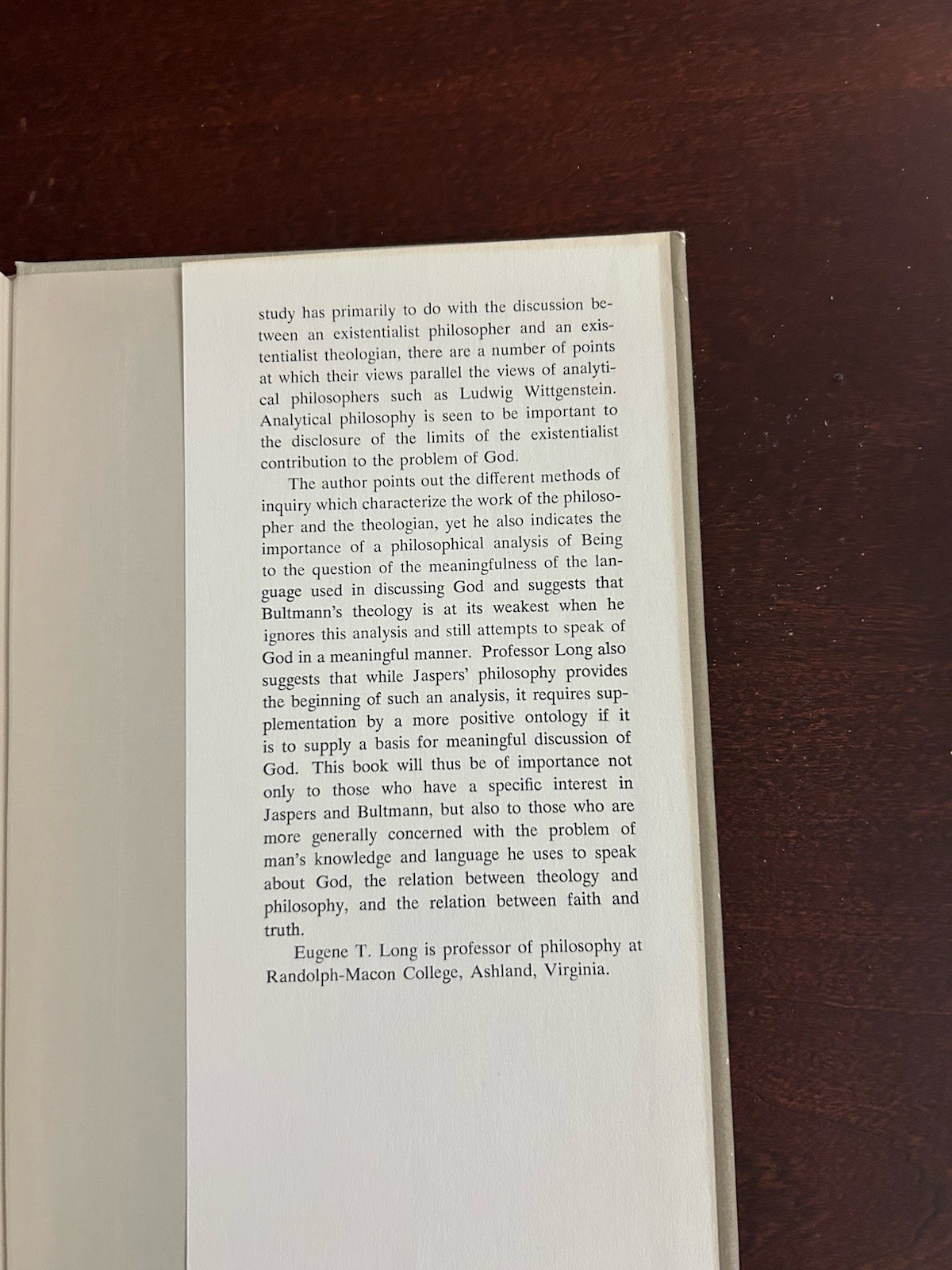 Jaspers And Bultmann (1968 Vintage Hardcover) By Eugene Thomas Long