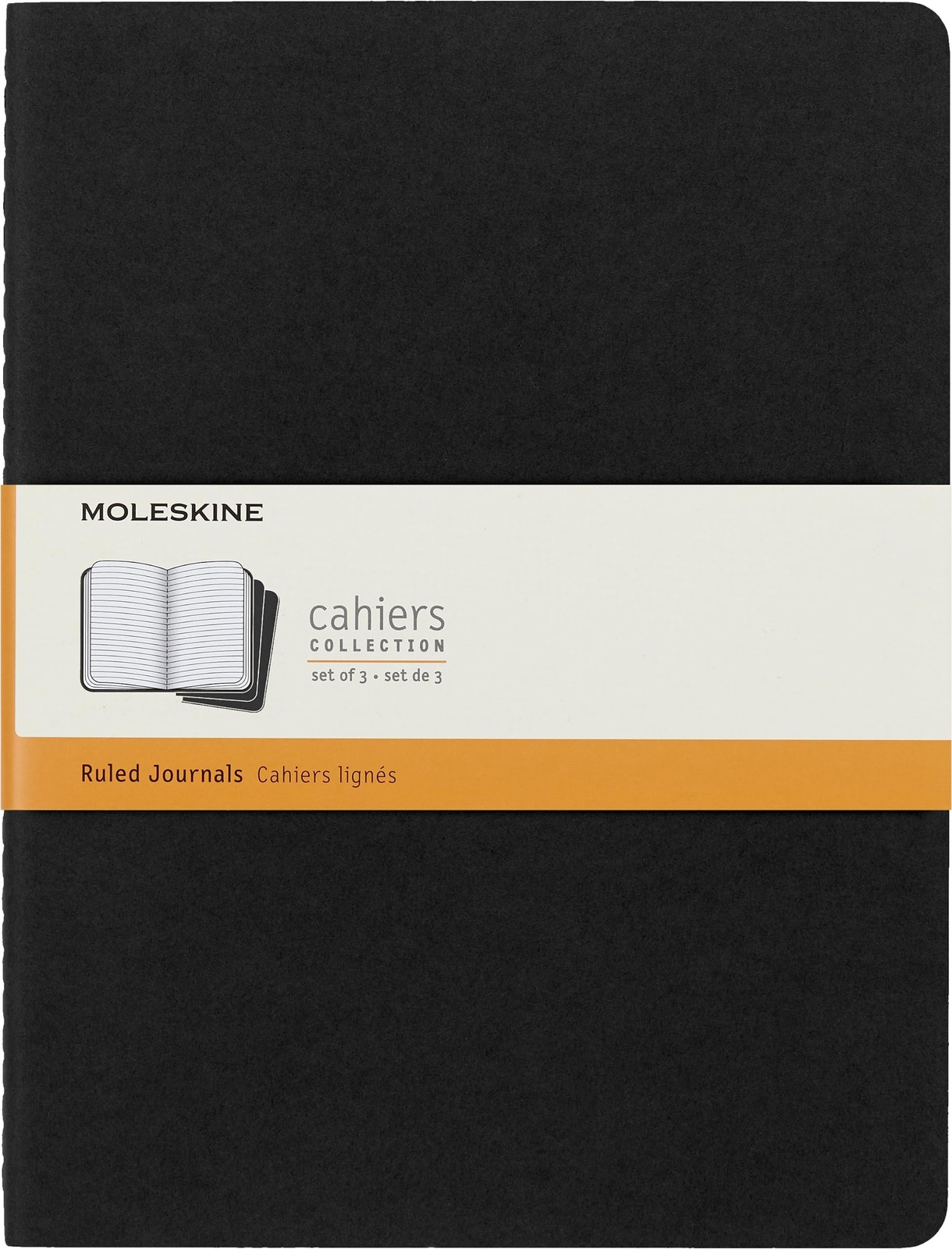 Moleskine Cahier Journals, Soft Cover, XL (7.5″ x 9.5″) Ruled/Lined, Black, 1…
