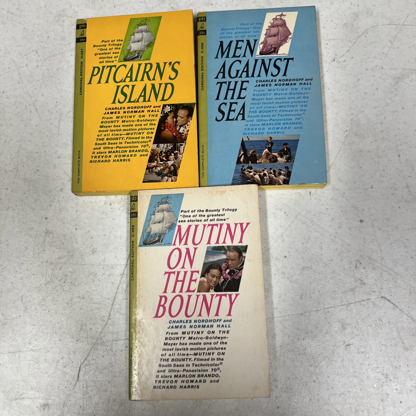 BOUNTY TRILOGY Charles Nordhoff vintage 1962 Cardinal paperback