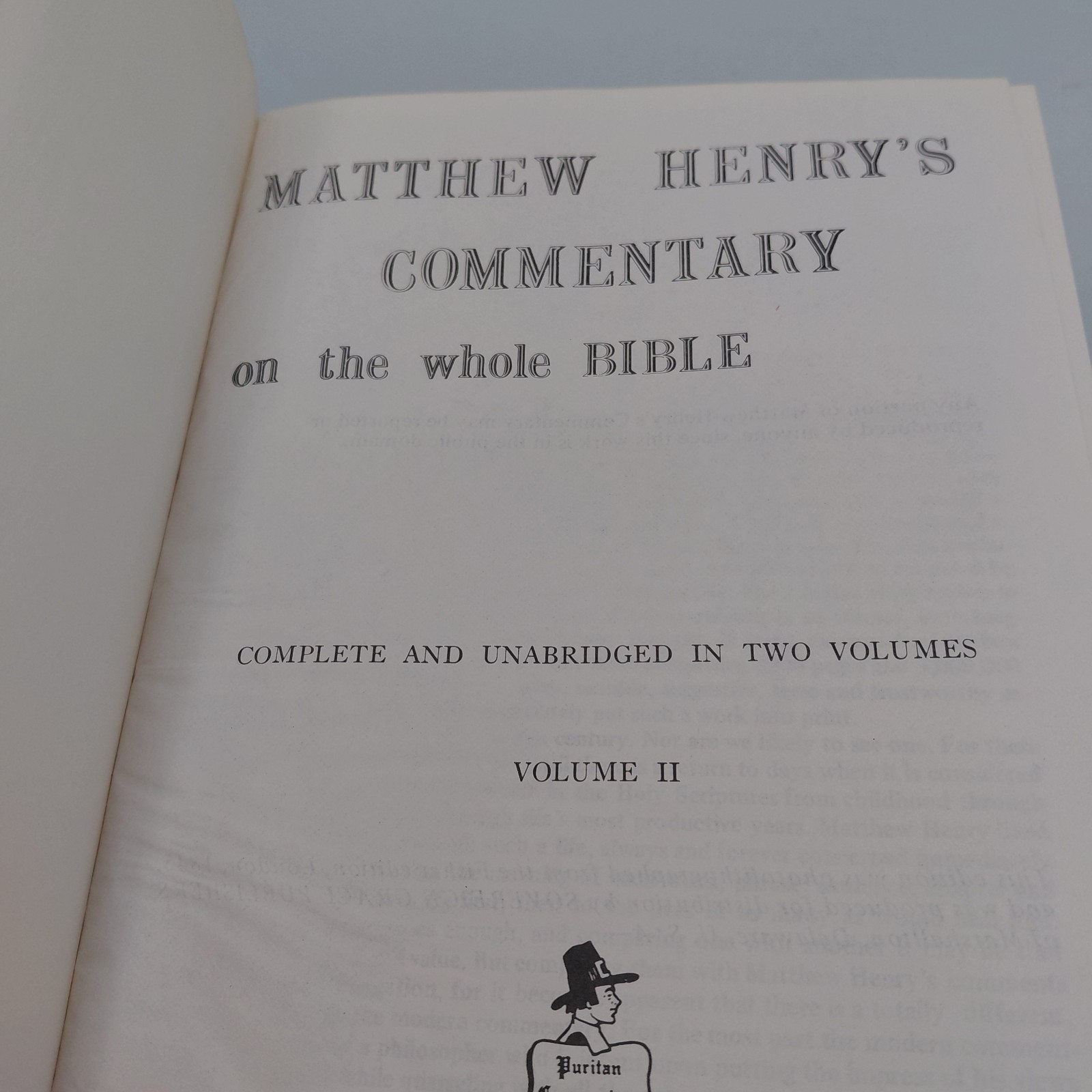 Complete In 2 Volumes MATTHEW HENRYS COMMENTARY ON THE WHOLE BIBLE REVELL BOOKS