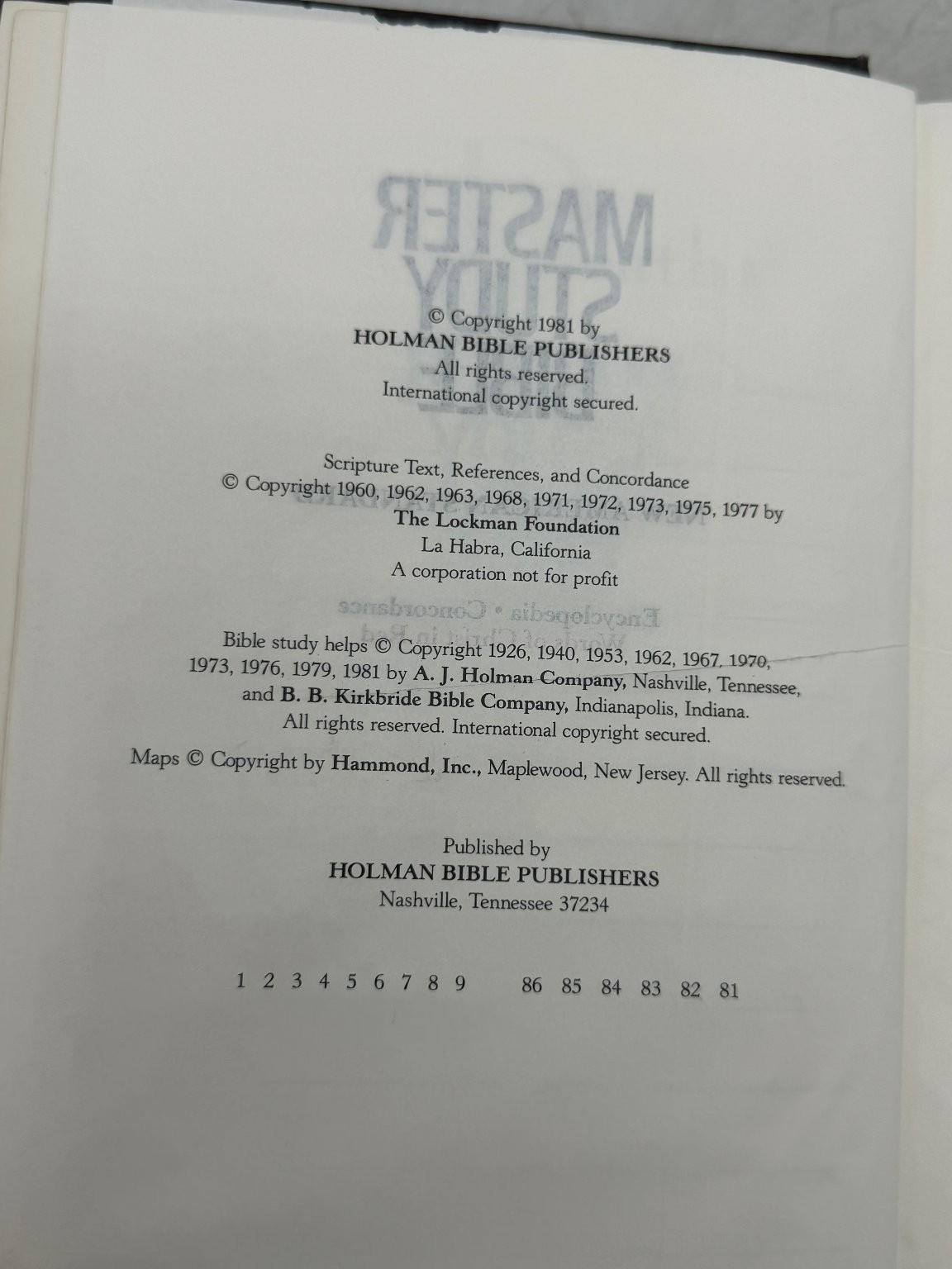 Master Study Bible NASB 1981 Holman Bible Publishers Red Letter Edition