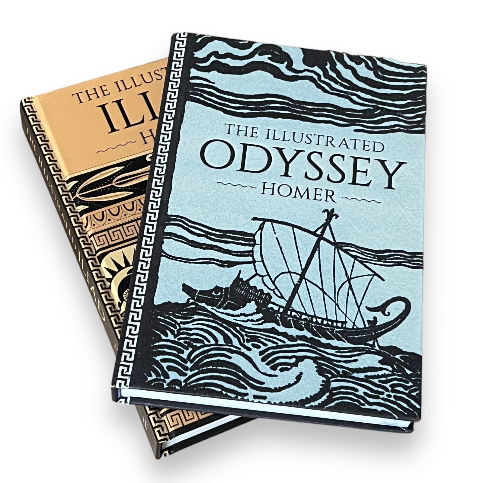 2-Book Set: THE ILLUSTRATED ILIAD & ODYSSEY by Homer Hardcover Deluxe Classics