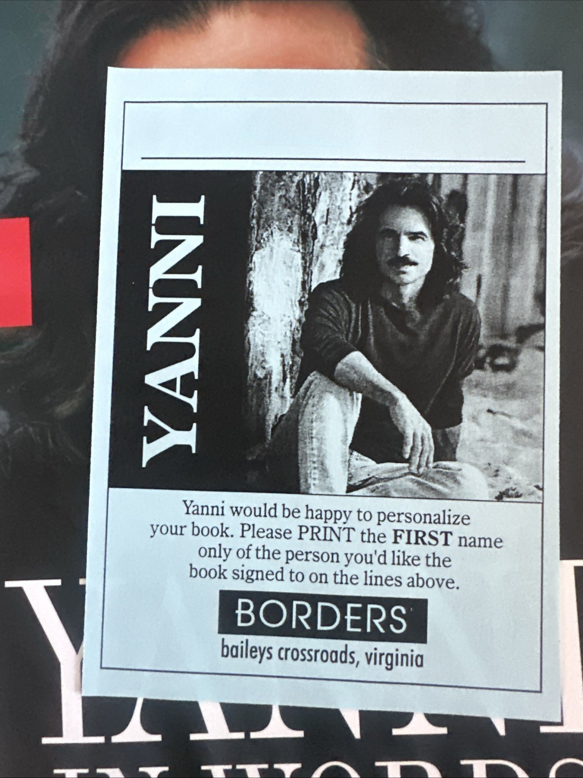 YANNI IN WORDS SIGNED BOOK x 2 & Dated W/ Extras In Store Signing Flyer Tour
