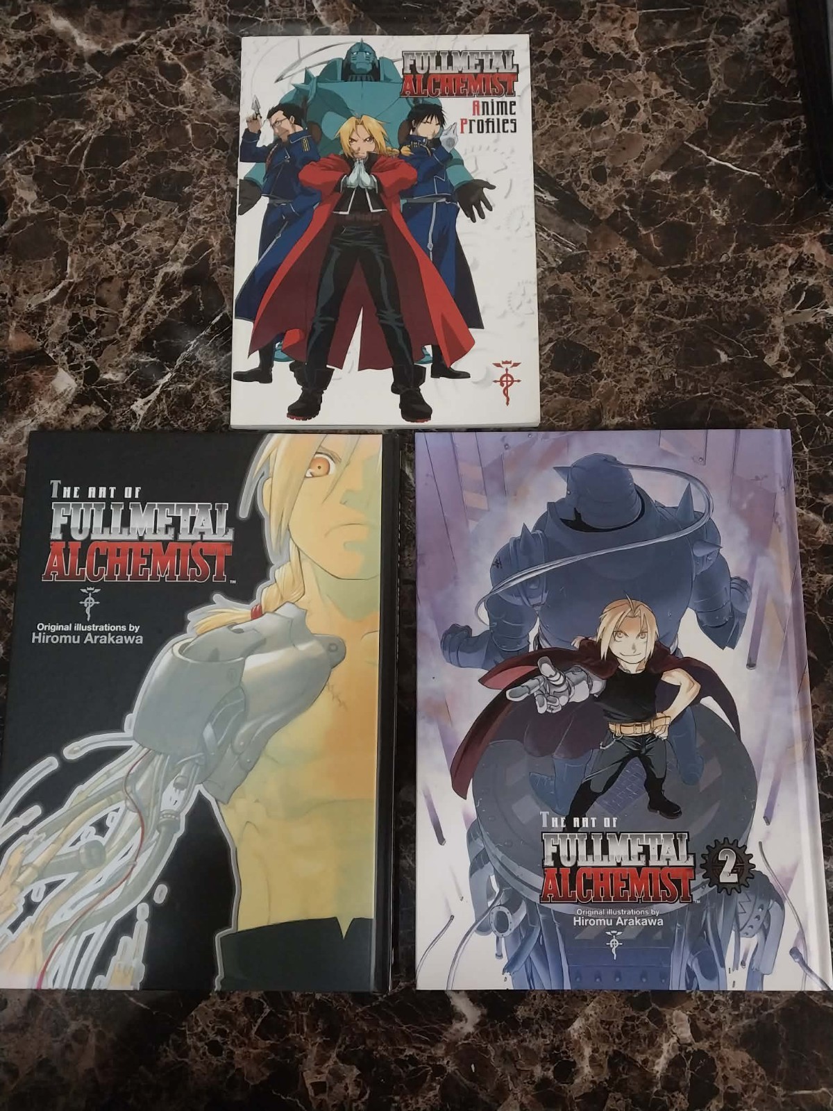 Fullmetal Alchemist Art Book 1 & 2 Hardcover + Anime Profiles Lot VIZ English