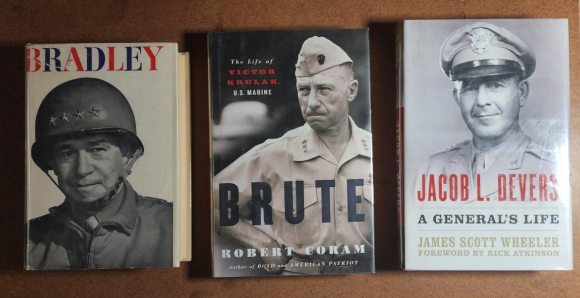 3 Military GENERAL Books – OMAR BRADLEY, VICTOR KRULAK & JACOB L. DEVERS – HC/DJ