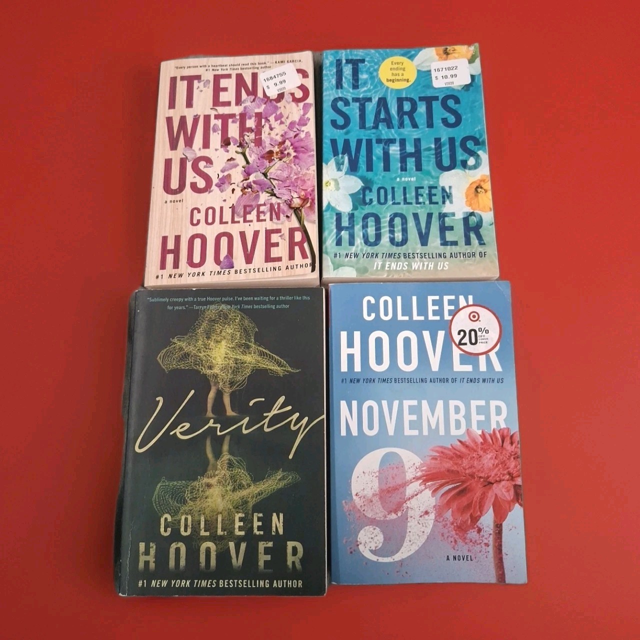 Colleen Hoover 4 Book Bundle Verity November 9 It Ends Starts With Us Paperback
