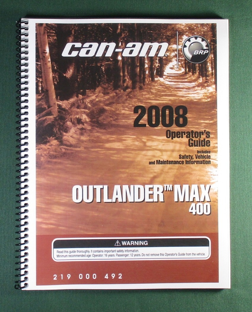 2008 Can-Am Outlander 400 Owner’s Manual: 152 Pages & Protective Covers!