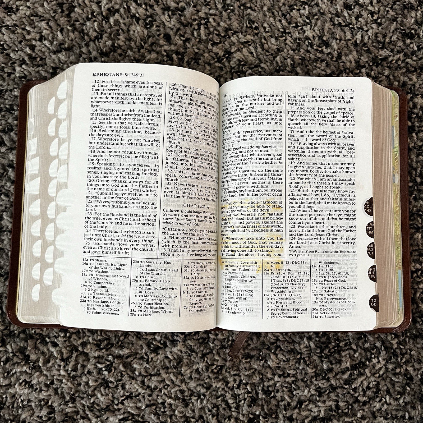 Brown Leather LDS Scripture Set – Holy Bible Book Of Mormon D&C Tabbed 5.25×7.5”