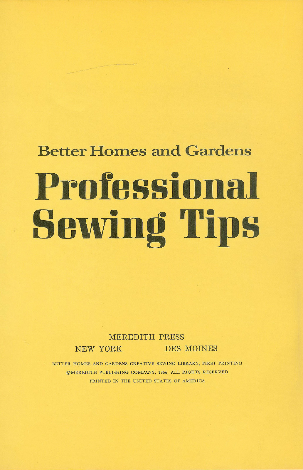 1966 Professional Sewing Tips – 62 Pages Hard Cover Book – FREE Shipping USA