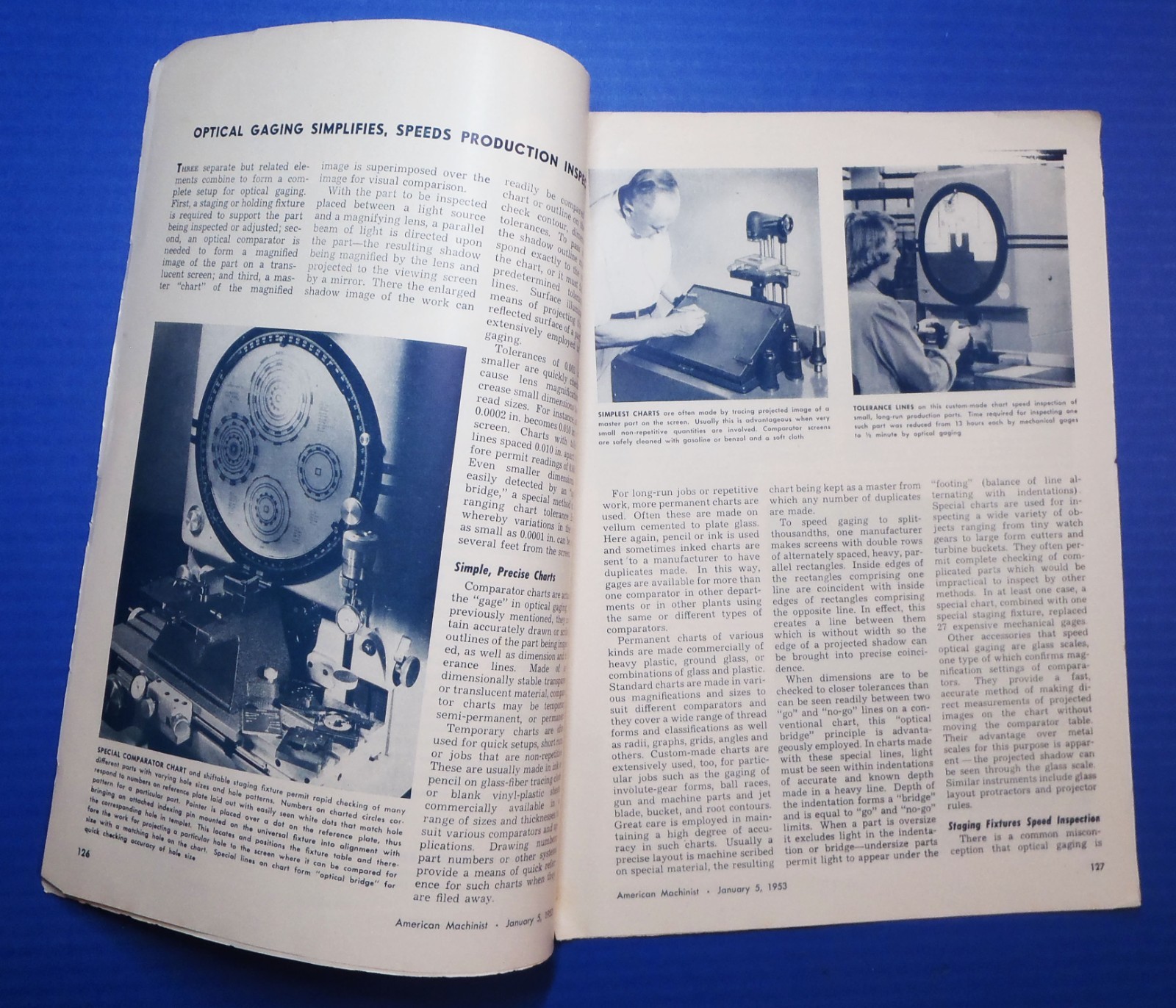 Optical Gaging Metal Working Report VTG reprint from 1953 American Machinist zp1