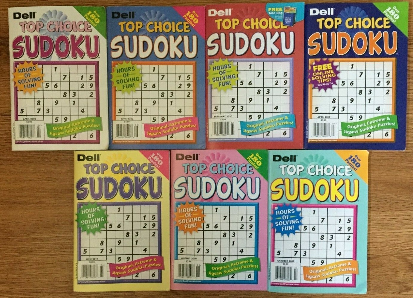Lot of 3 Dell Top Choice Sudoku Puzzle Books *Unsorted* Extreme Jigsaw Original
