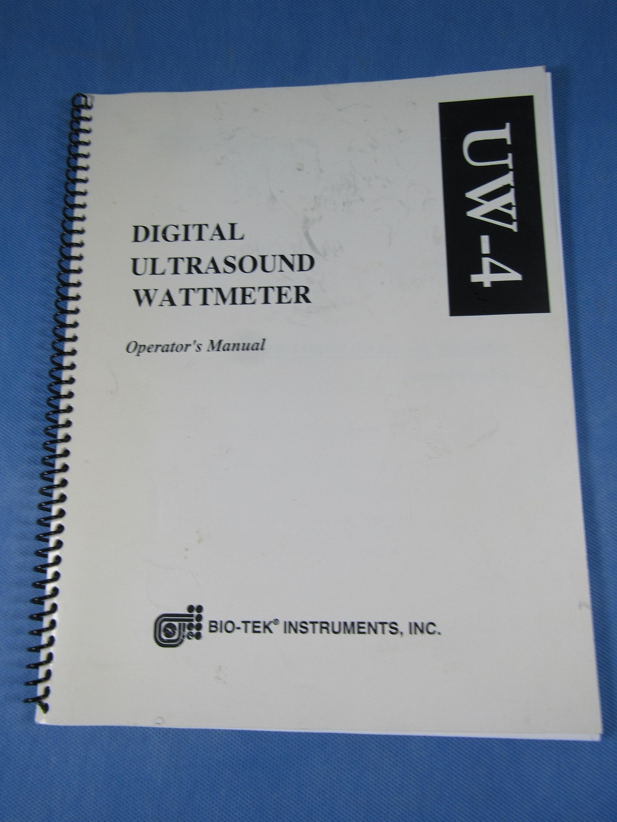 Bio-Tek UW-4 Digital Ultrasound Wattmeter Operator’s Manual Rev B Spiral PB 2000