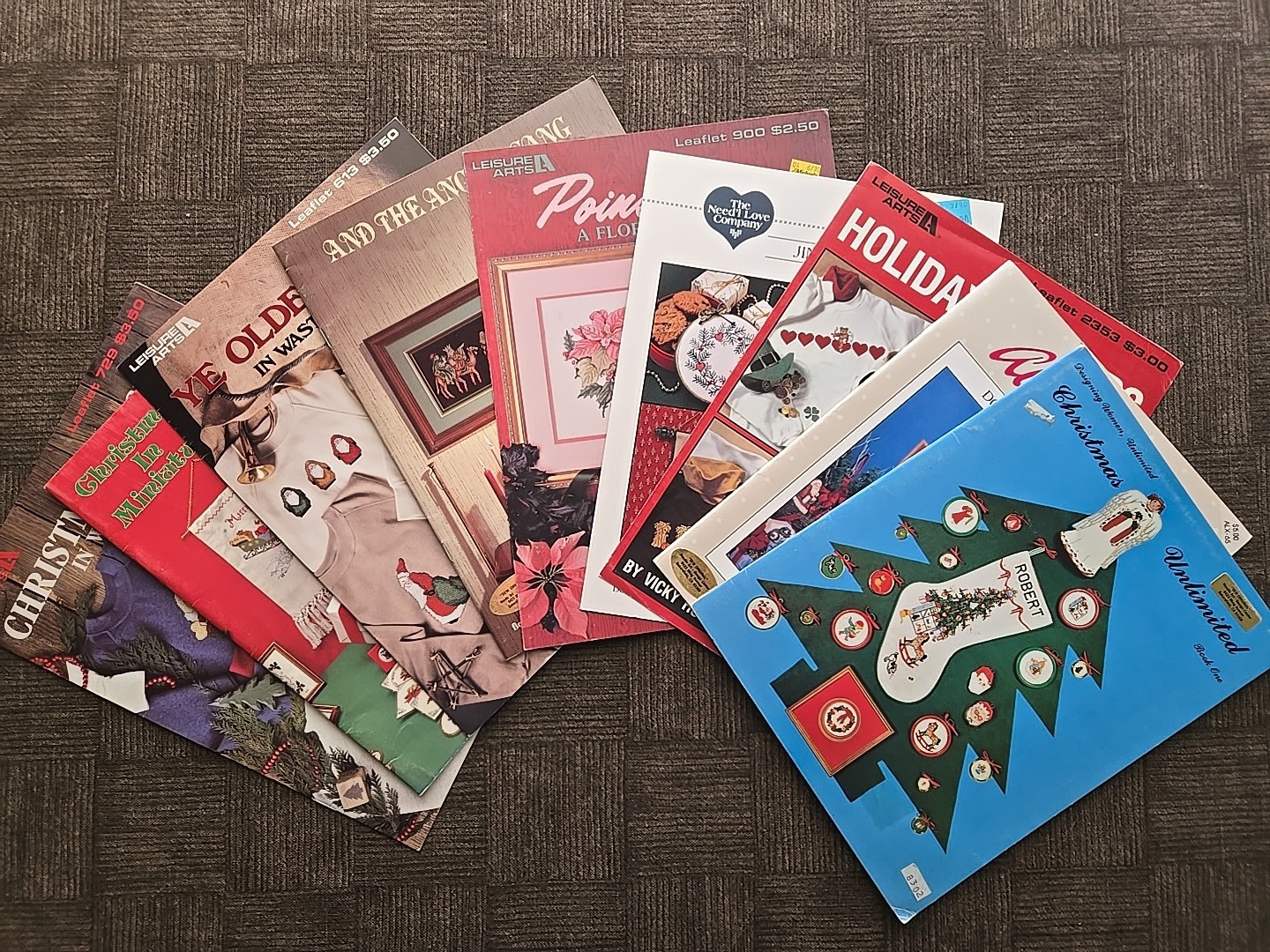 Lot of 9 – Christmas CROSS STITCH Pattern Books – Mixed Lot – 1978-93 – DIY – #3