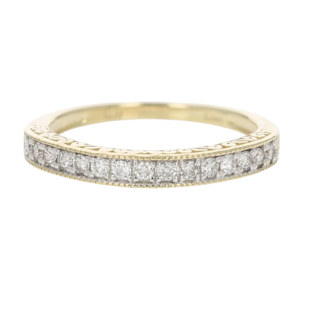 .20ctw Diamond Pavé Milgrain Scroll Wedding Band Ring 14k Yellow Gold Size 5