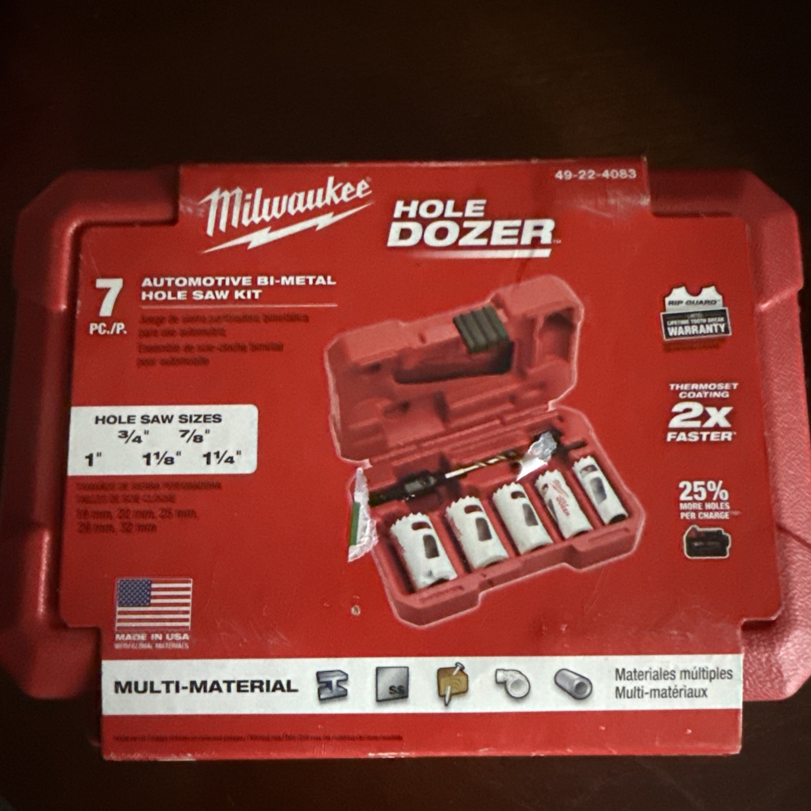 Milwaukee 49-22-4083 Hole Dozer Automotive Hole Saw Kit – 7PC, New