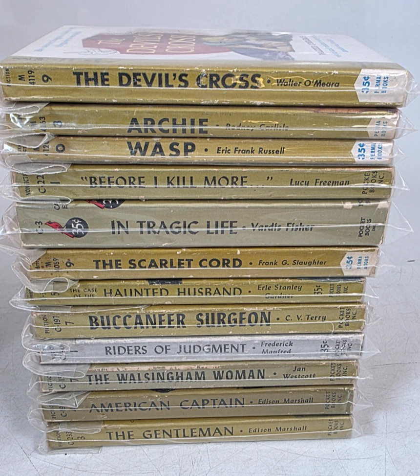 Vintage 1950s Pocket Books Cardinal Edition Lot – 23 Gold Spine Paperbacks – GC
