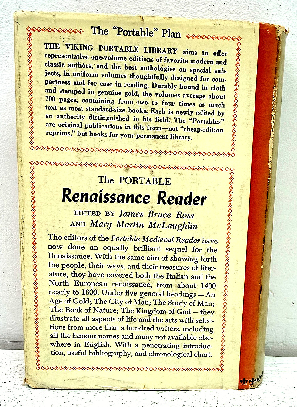 The Portable Renaissance Reader 1953 HC DJ Viking Portable Library Ross