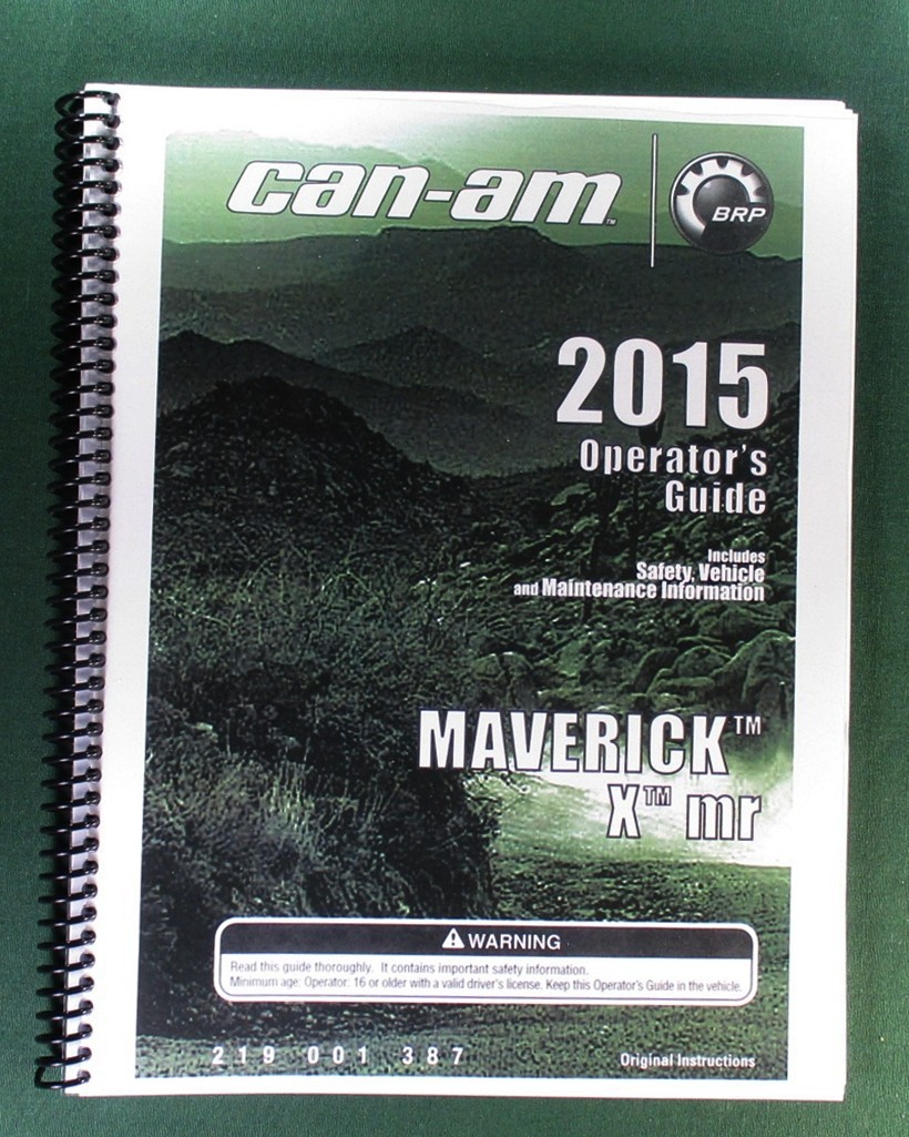 2015 Can-Am Maverick X MR 1000 Owner’s Manual: 147 Pages & Protective Covers!