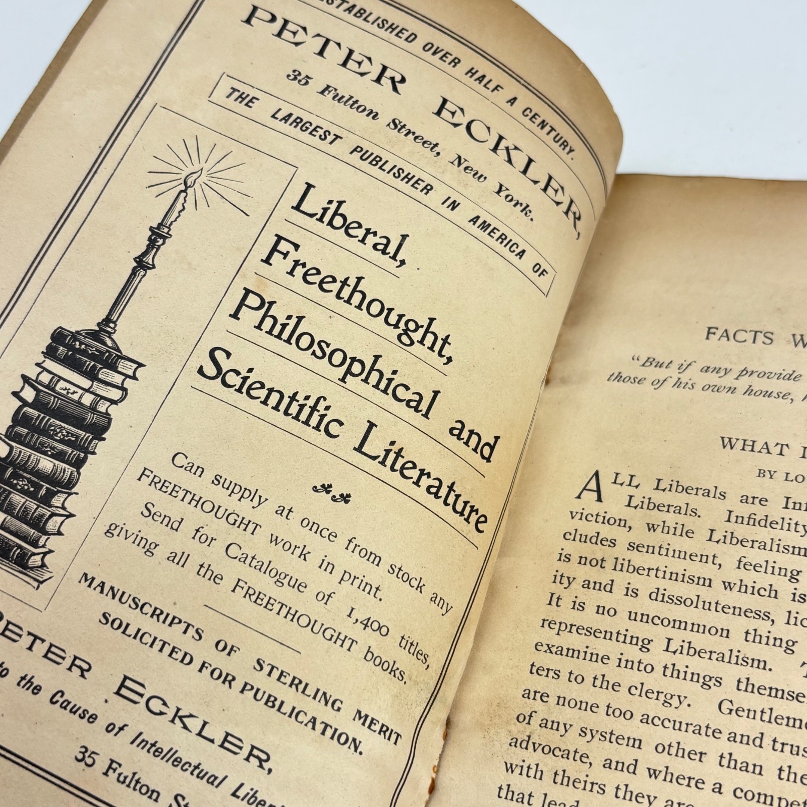 1902 Secular Social Movement Pamphlet Brooklyn Philosophical Society Eckler NYC