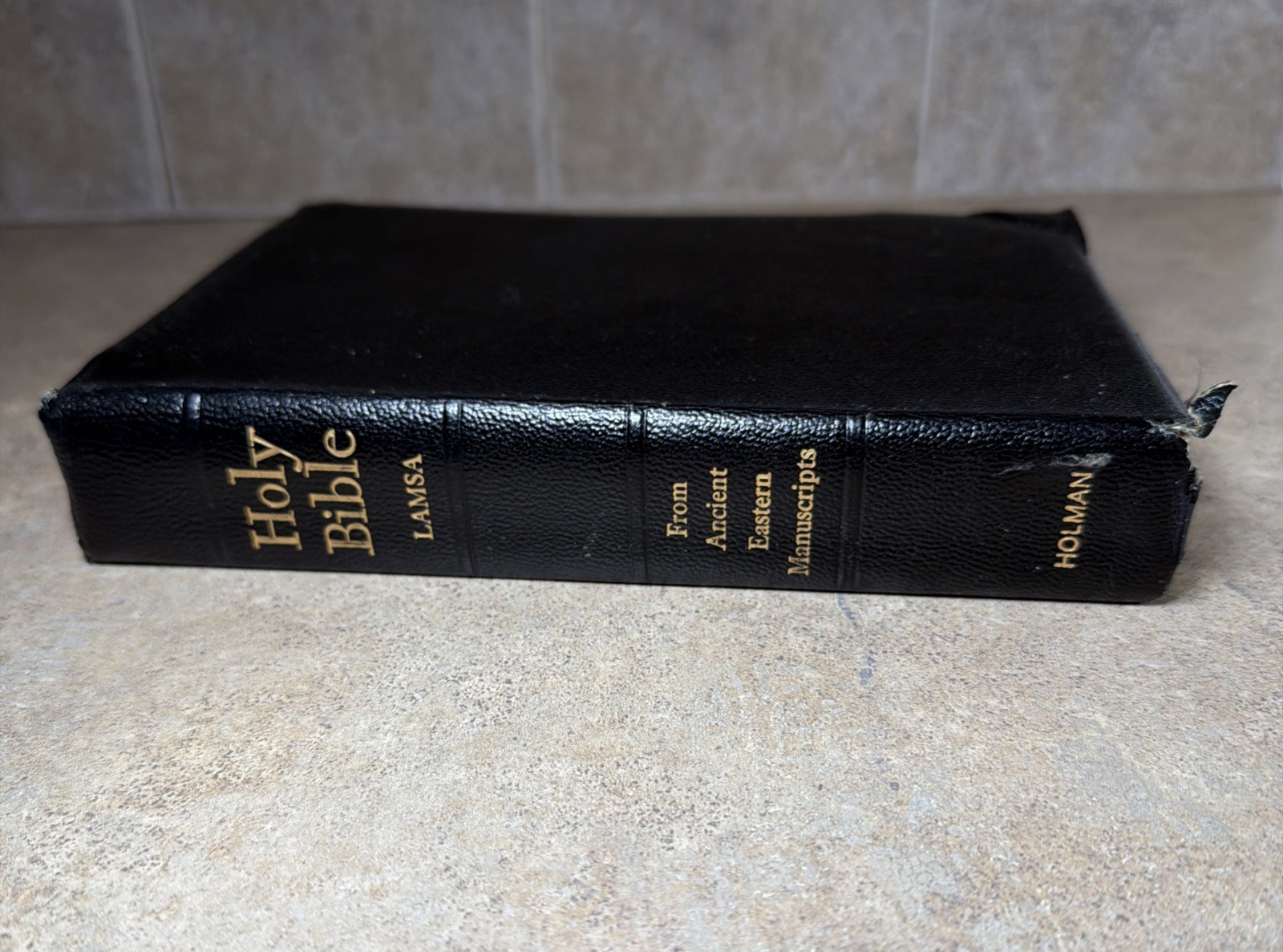 LAMSA Holy Bible Holman 1967 Black Genuine Leather Gilt Edging 16th Ed Vintage