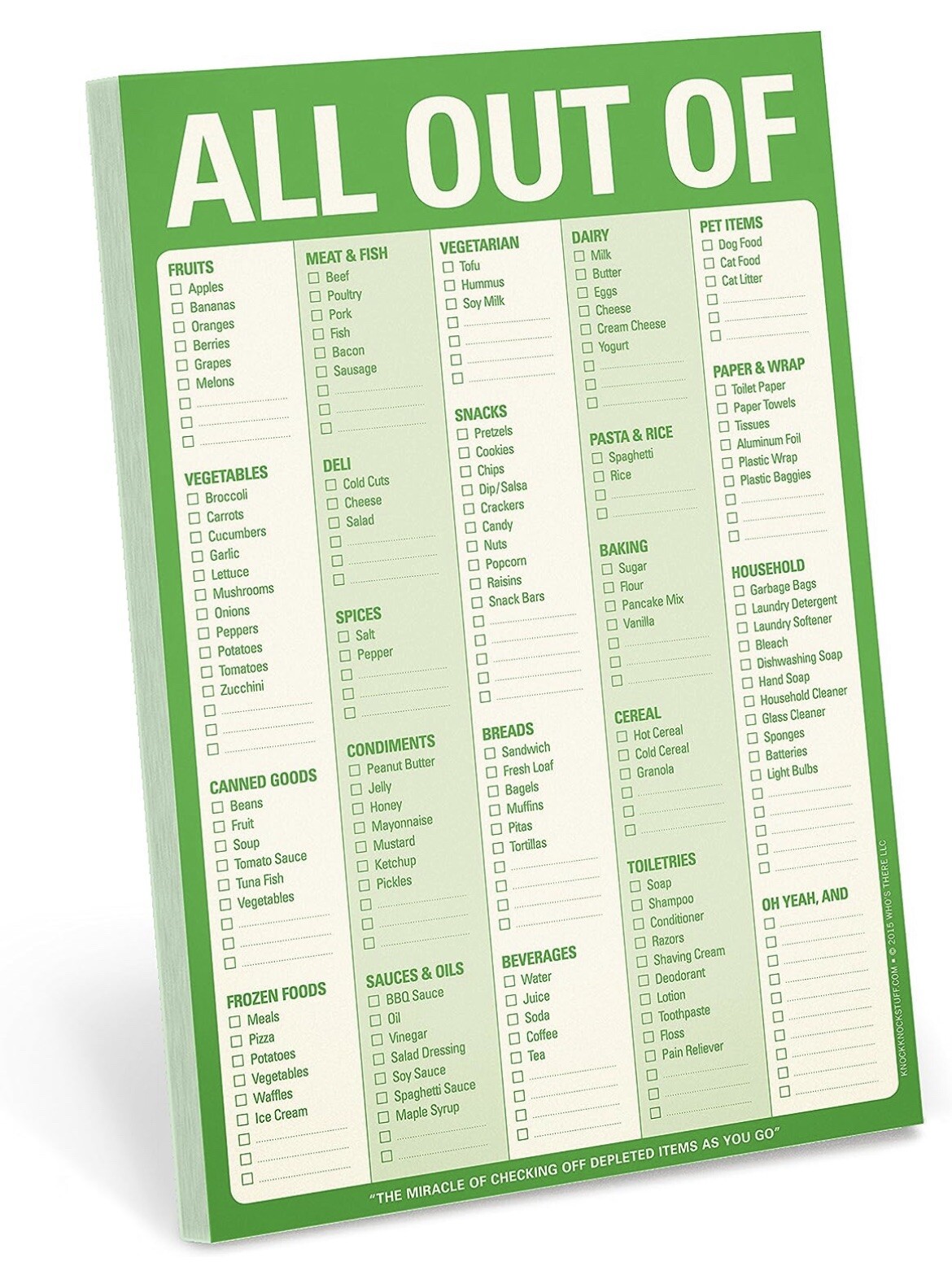 Knock Knock All Out Of Pad Grocery List Note Pad, 6 x 9-inches (Green)