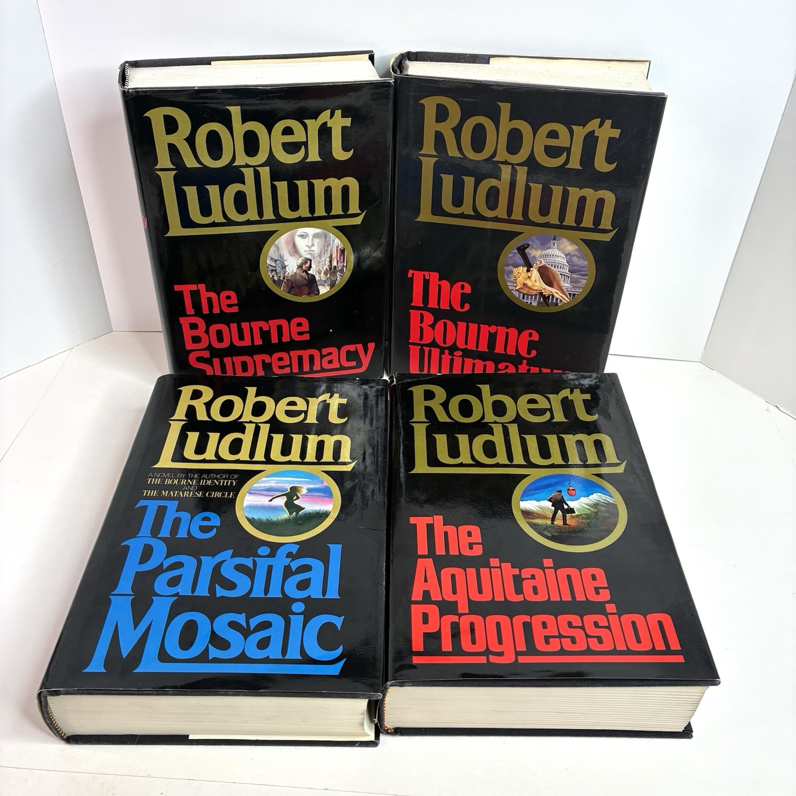 Robert Ludlum Book Lot of 4 Hardcover Novels Bourne Ultimatum Parsifal Mosaic