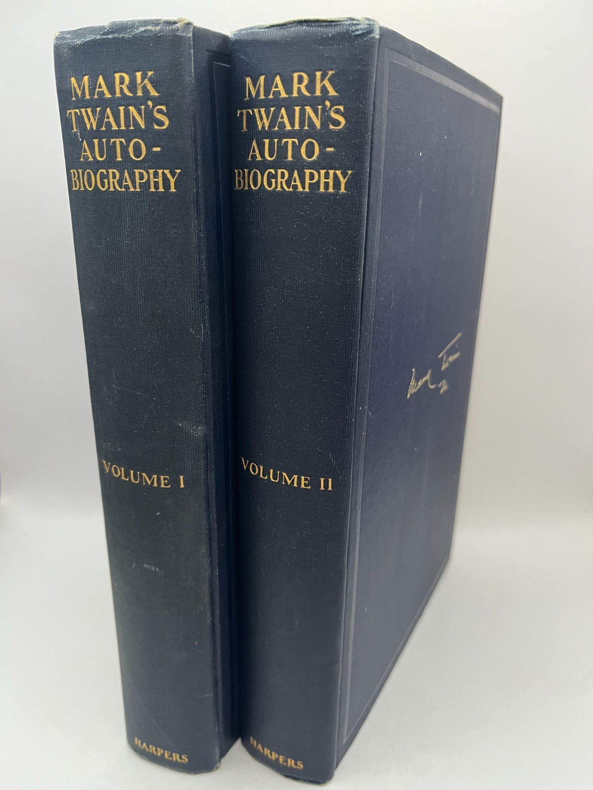 MARK TWAIN ~ Autobiography, 1924, 1st Edition, 2 Vol Set photogravure portraits