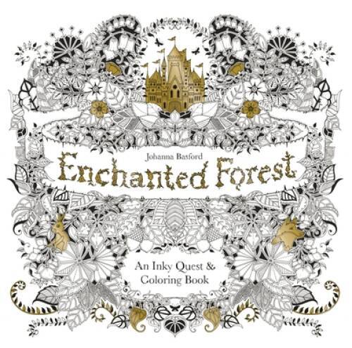 Enchanted Forest: An Inky Quest & Coloring Book – Paperback – VERY GOOD