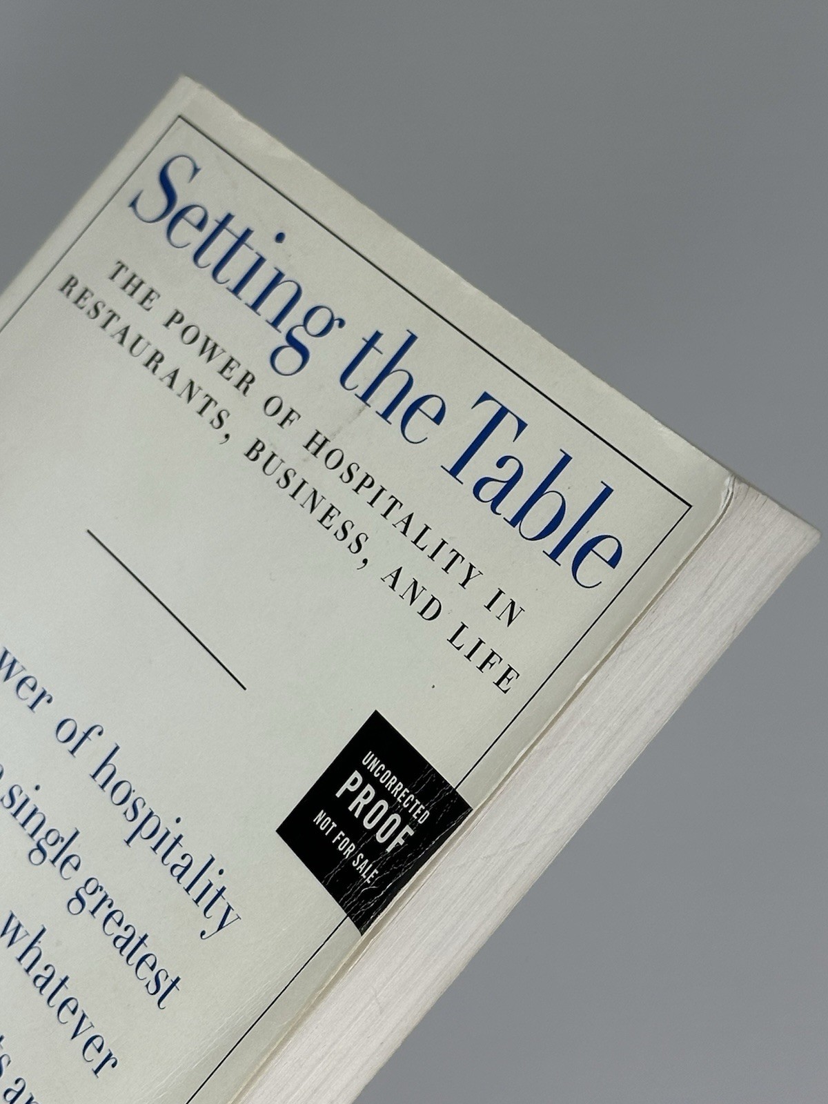 Setting the Table by Danny Meyer (2016, Trade Paperback)