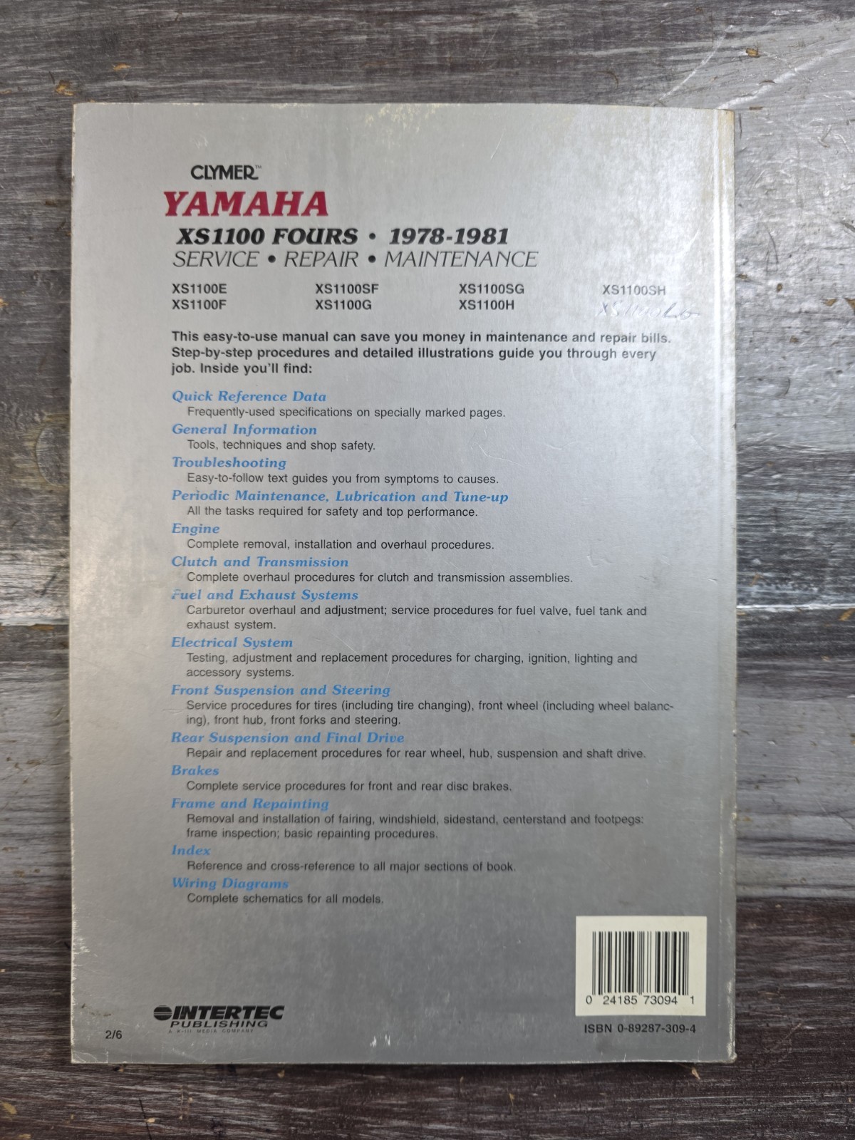 Clymer Service Repair Maintenance Manual M411 Yamaha XS1100 Fours 1978-1981
